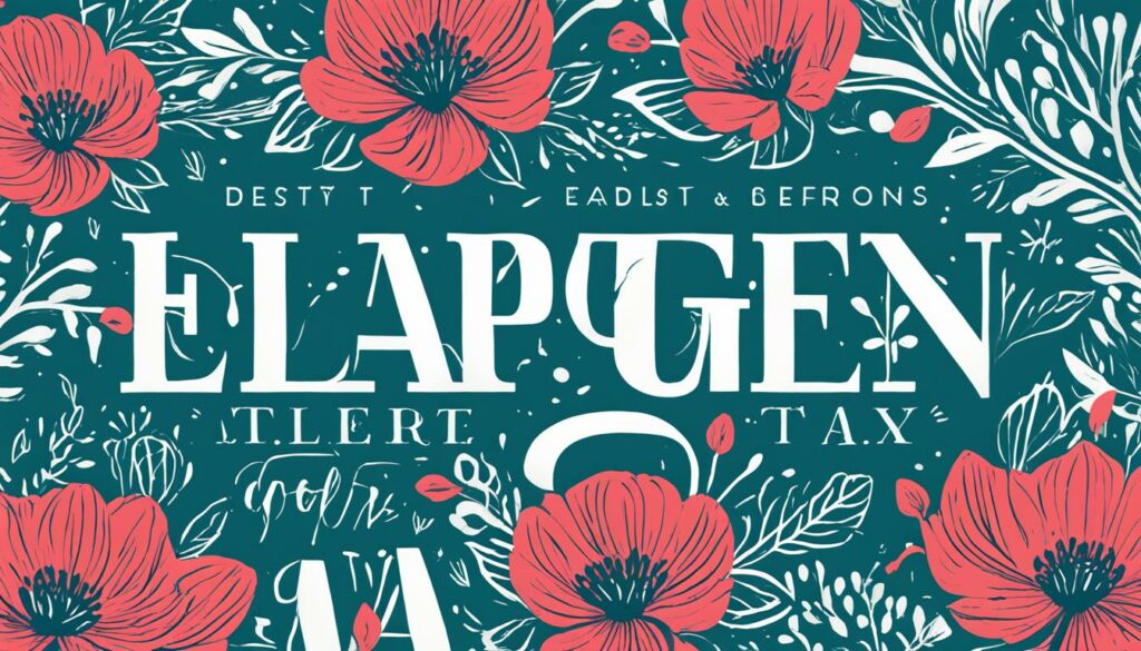 Text und Blumenmuster in Typografie