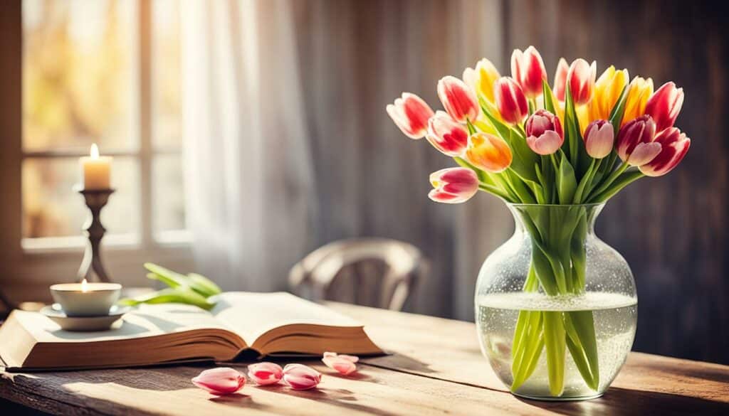 Wohnungsdekoration mit Tulpen
