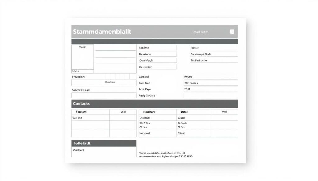 Stammdatenblatt Word Vorlage hier kostenlos downloaden